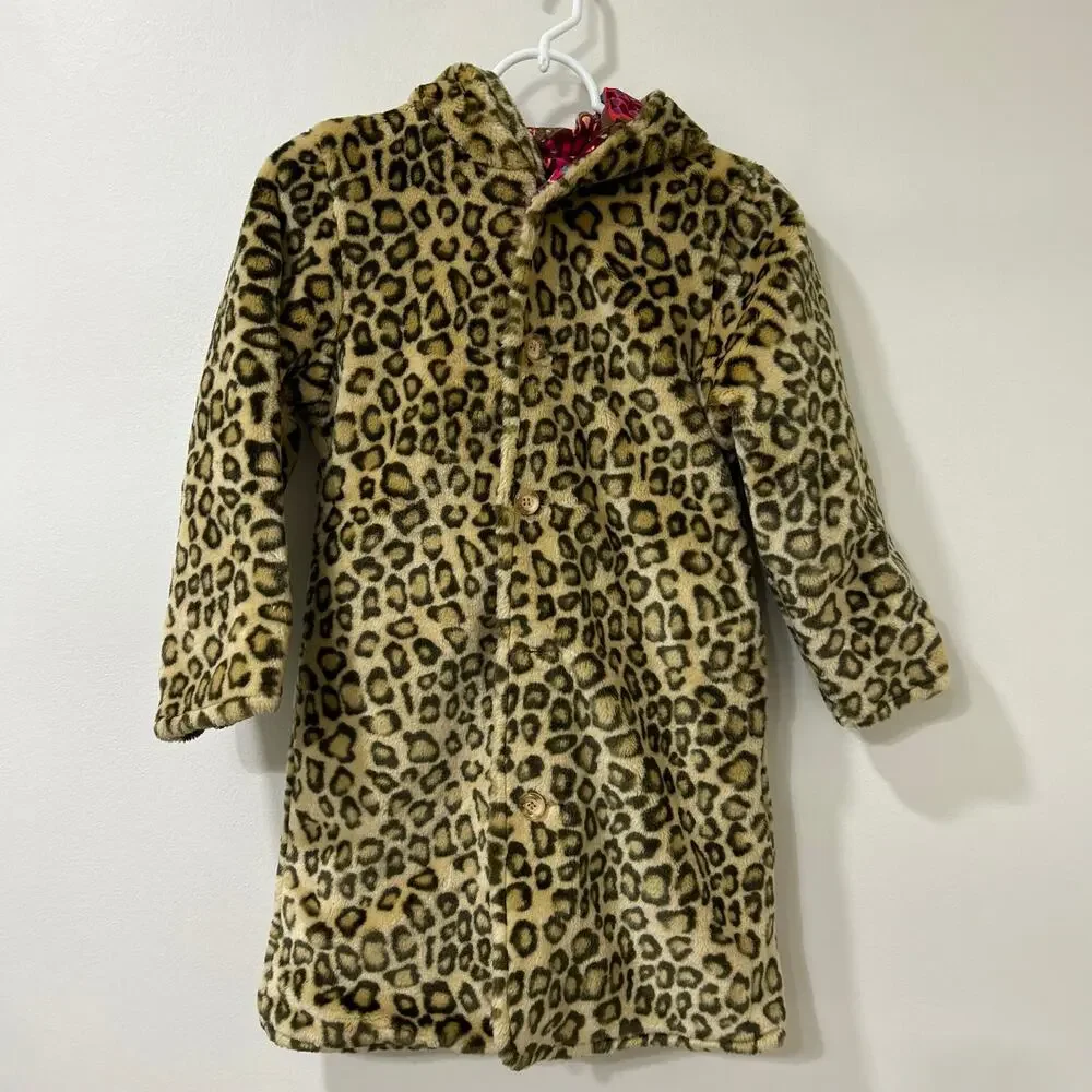The Childrens Place Girls Medium 7/8 Reversible Floral/ Cheetah Jacket Y2K Retro